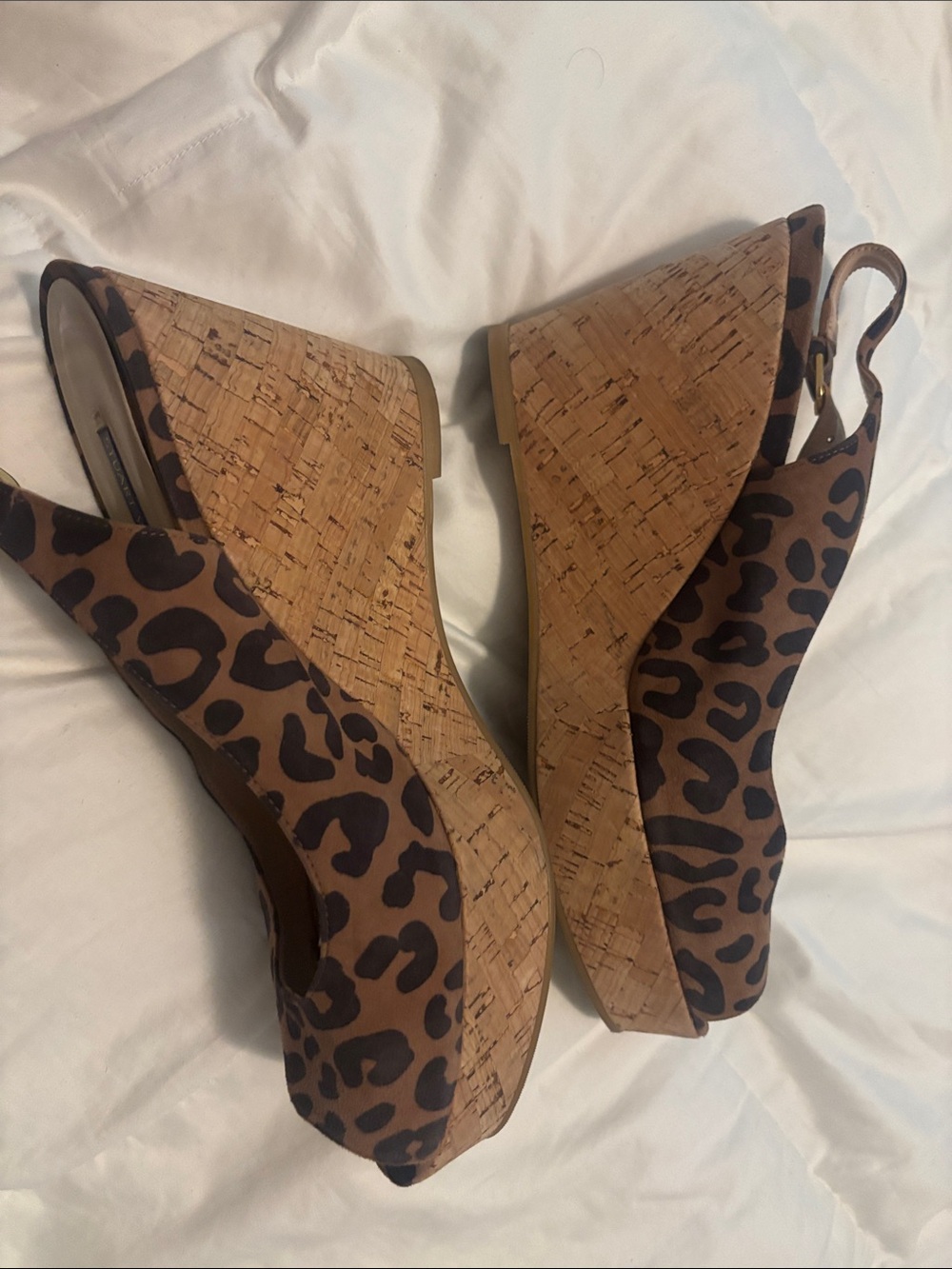 Stuart Weitzman Leopard Print Cork Wedge Slingbacks - Brown - Picture 4 of 4